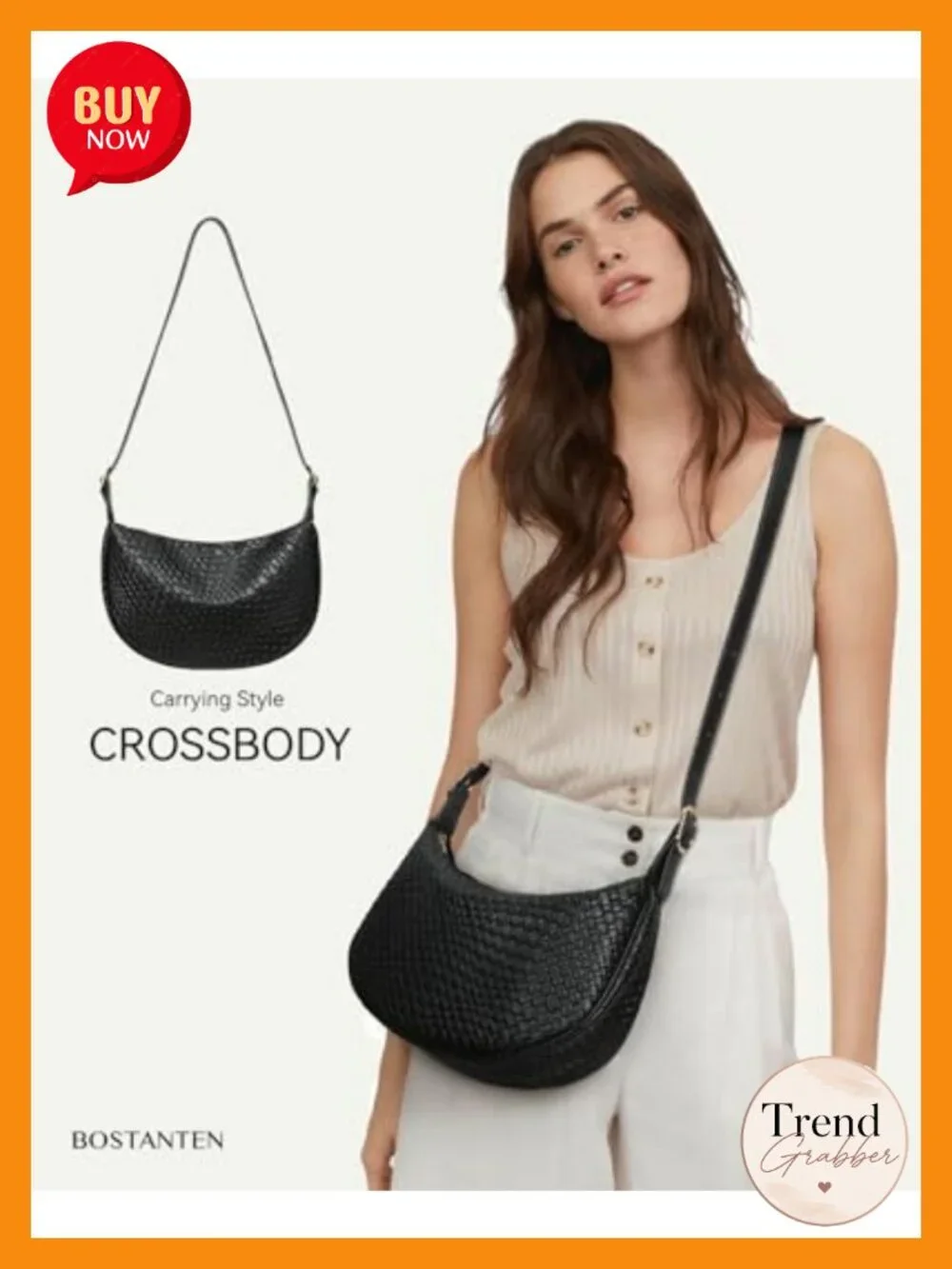 Crescent Crossbody Hobo Bag Vegan Leather Adjustable Strap Handbag